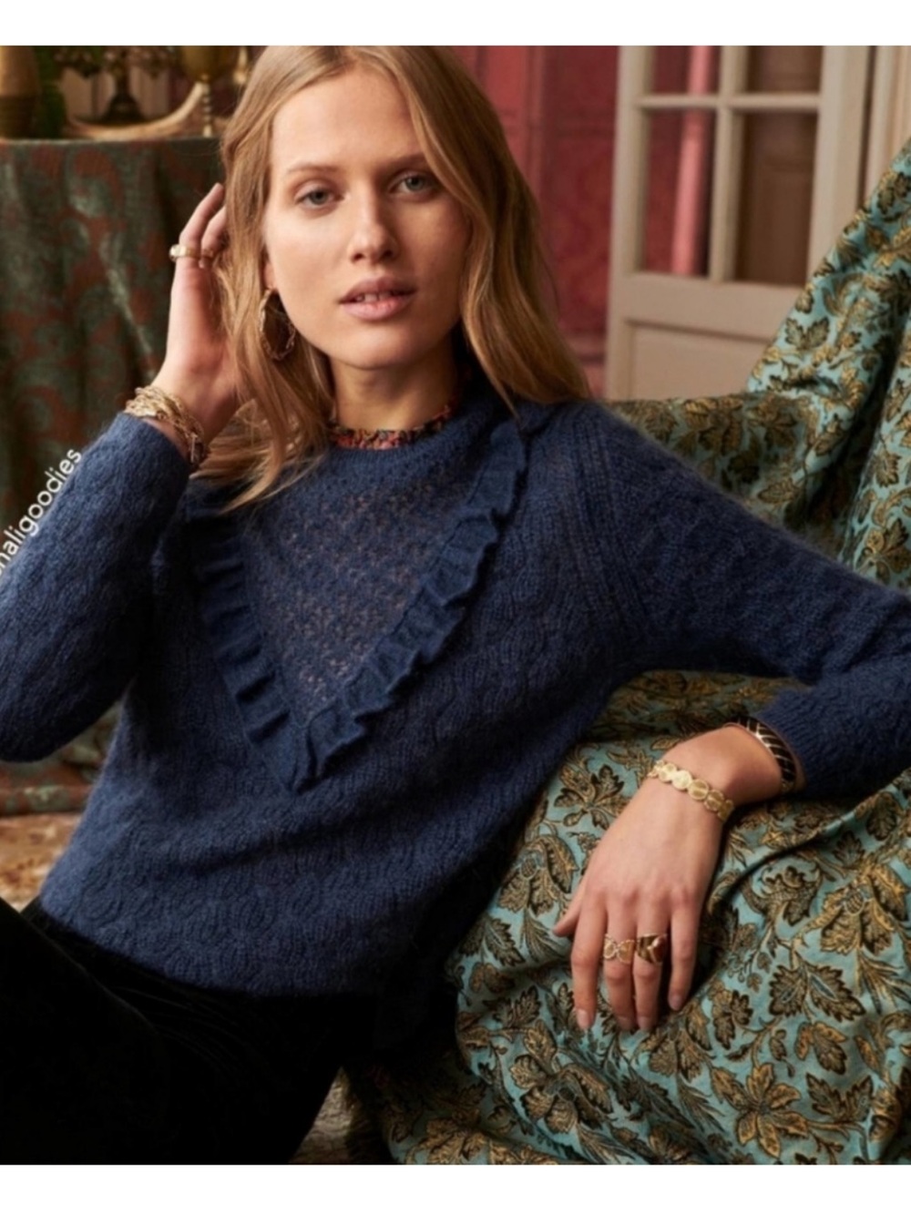 Sezane x Manoush Sergei Navy Sweater
